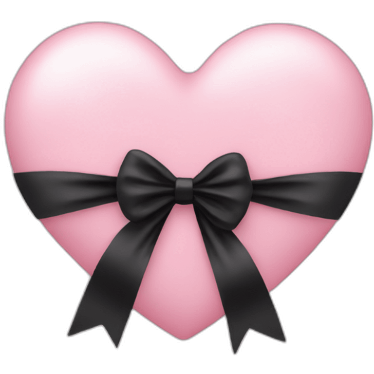 light pink heart with a black bow  emoji