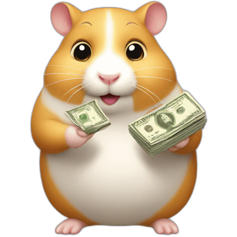 Fat hamster offering pack of money   emoji