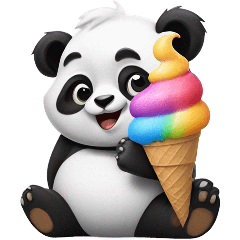 Panda eating ice cream emoji