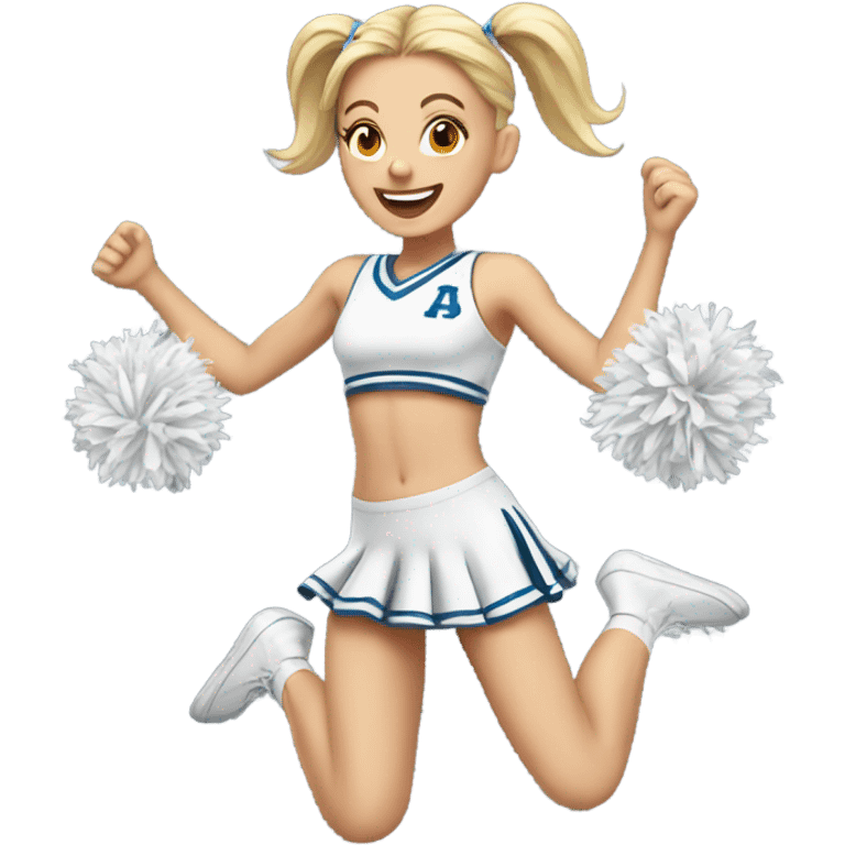 Jumping white Cheerleader pigtails  emoji