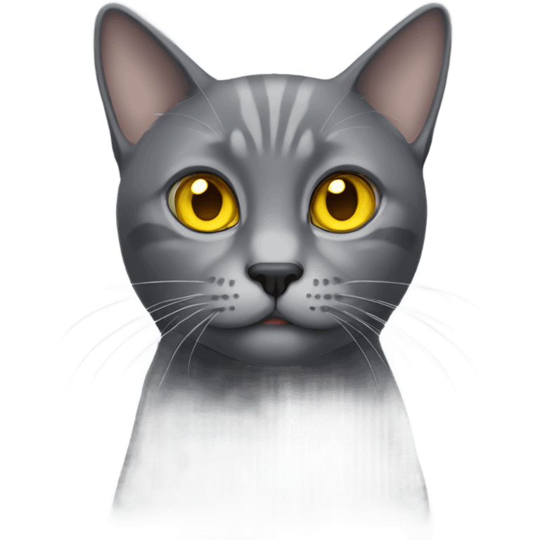 grey cat with yellow eyes emoji