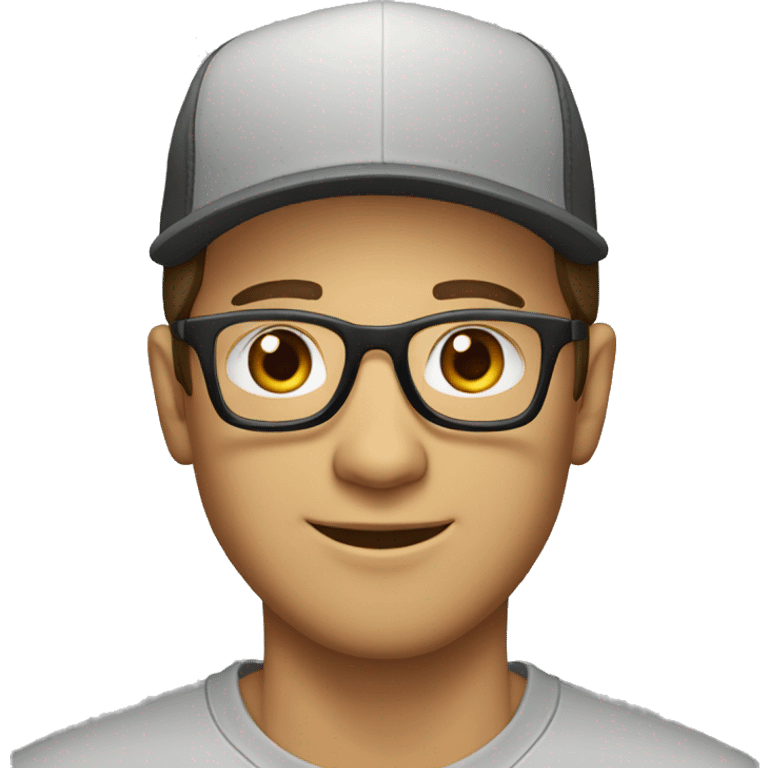 light brown handsome IT guy wearing glasses with chin beard and snapback hat emoji