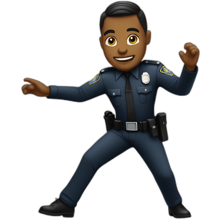 black police officer with tied hair dancing emoji