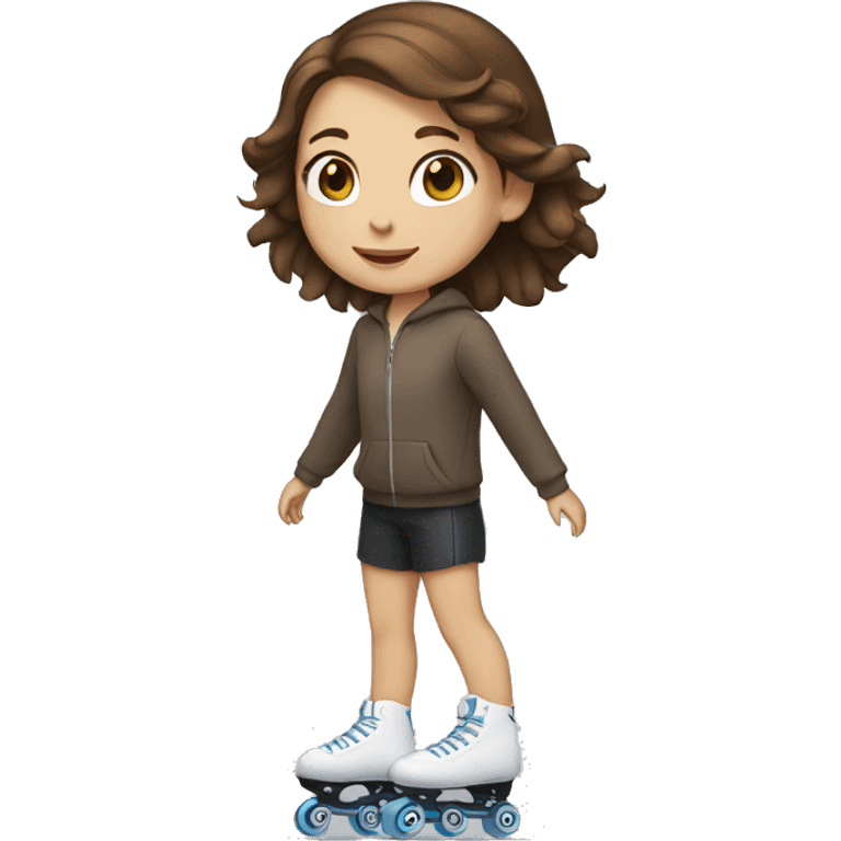 girl with brown hair with white road skates emoji