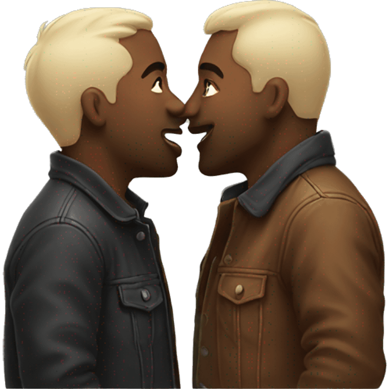 Two dudes kissing  emoji