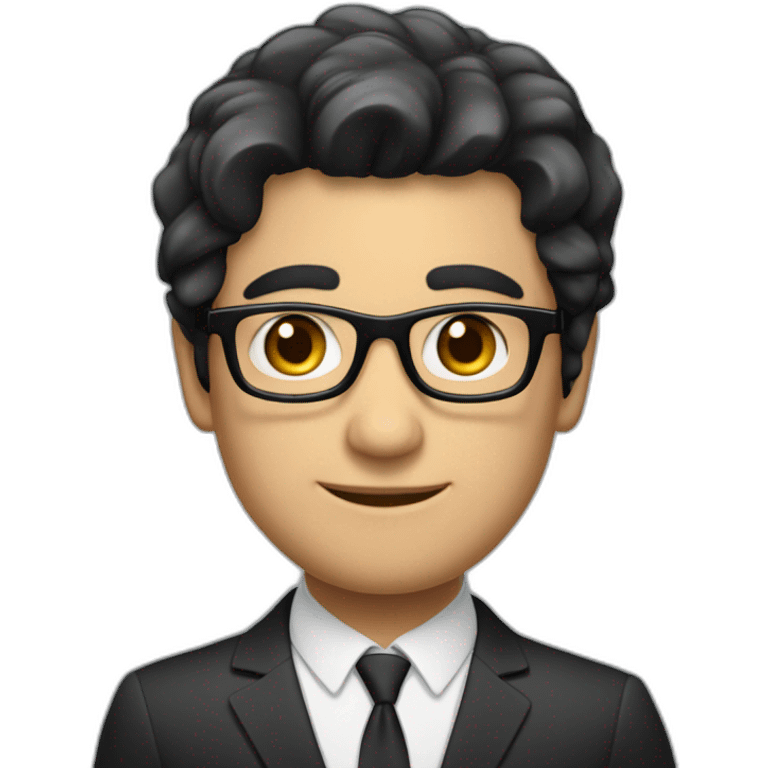 He is handsome man about 40 with black hair and eyes light skeen an he wear black glasses and suit he is employee of bank emoji