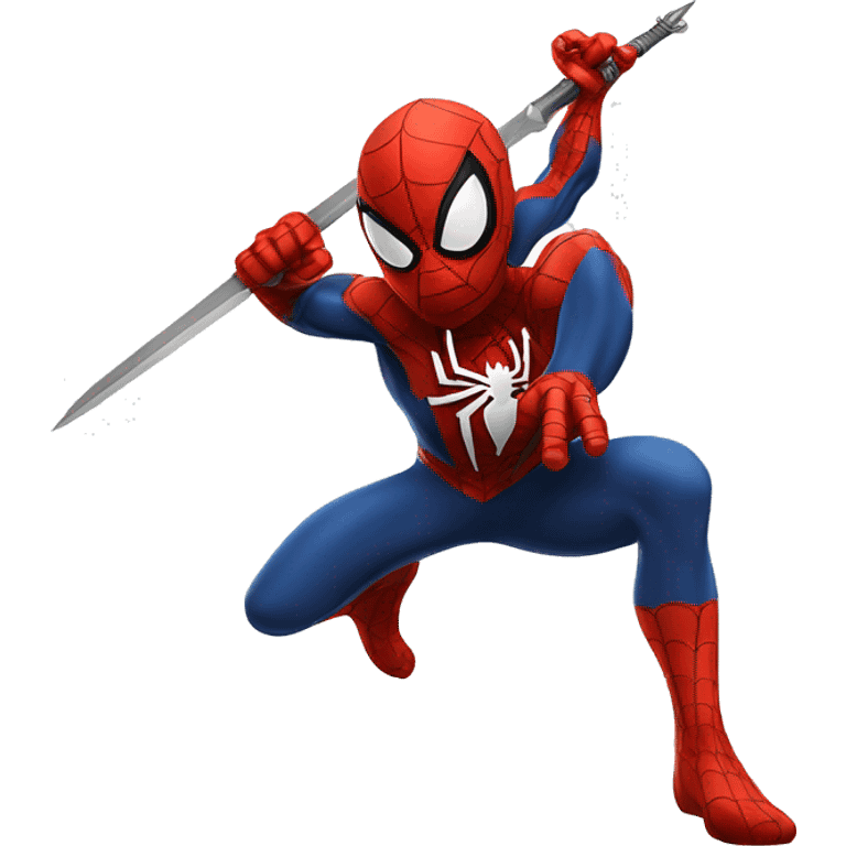 Spider-man with a BIG SWORD in a fighting pose emoji