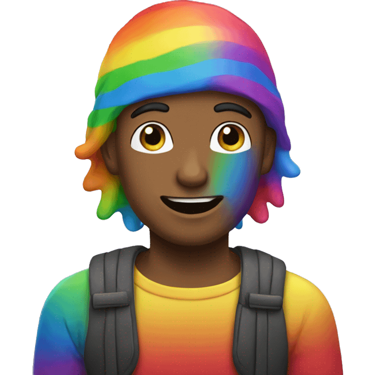 Guy on rainbow emoji