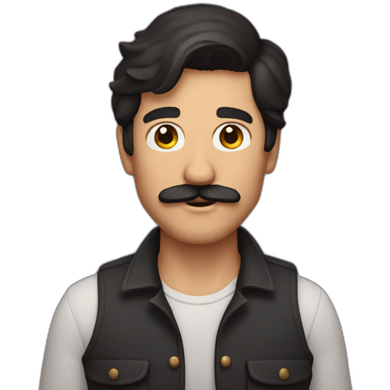 man with dark hair and mustache with lighting in his hand  emoji