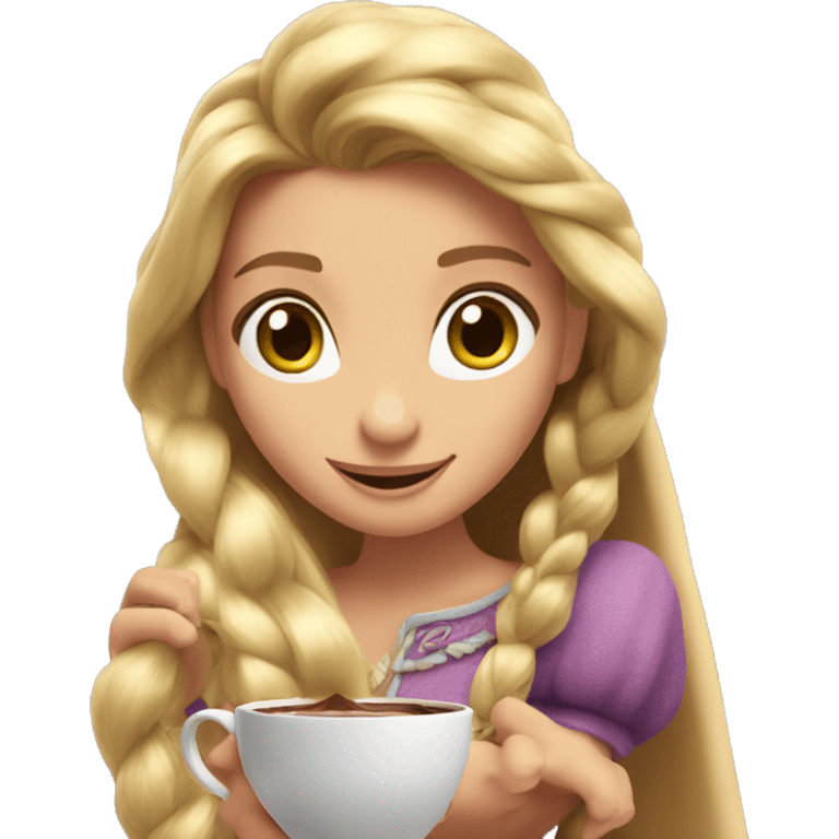 Rapunzel tomando chocolate caliente  emoji