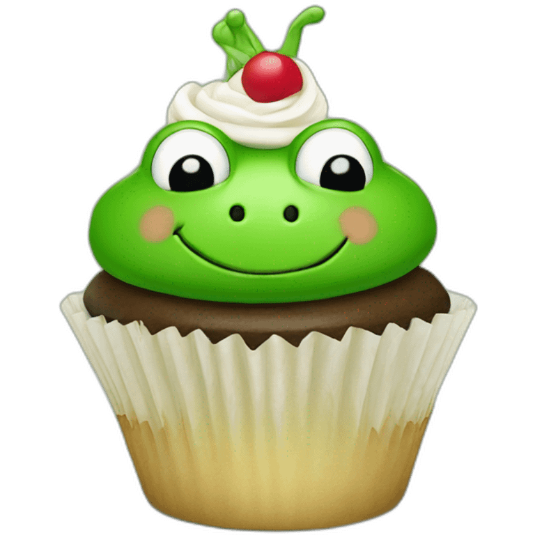 smiley green froggy cupcake emoji