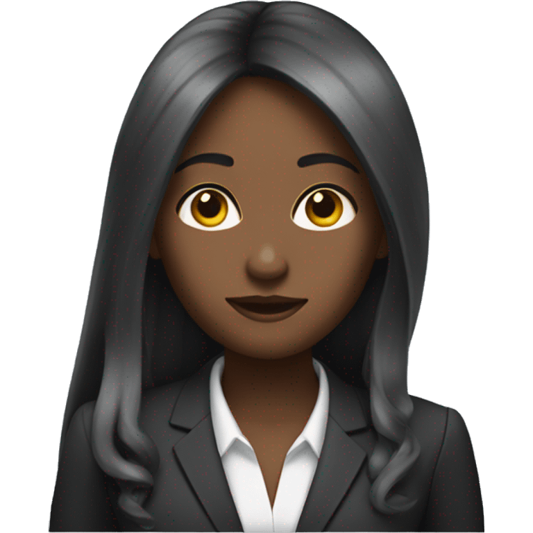 Black lady with calculator and straight long hair in a suit  emoji