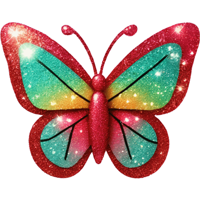 Roter Glitzer Schmetterling mit Herzchen  emoji