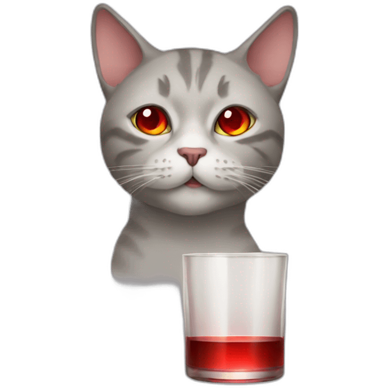 A cat with red eyes, while look alcoholised emoji