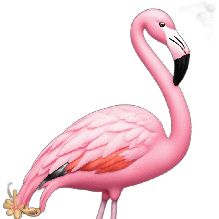 Pink flamingo in jewelry emoji