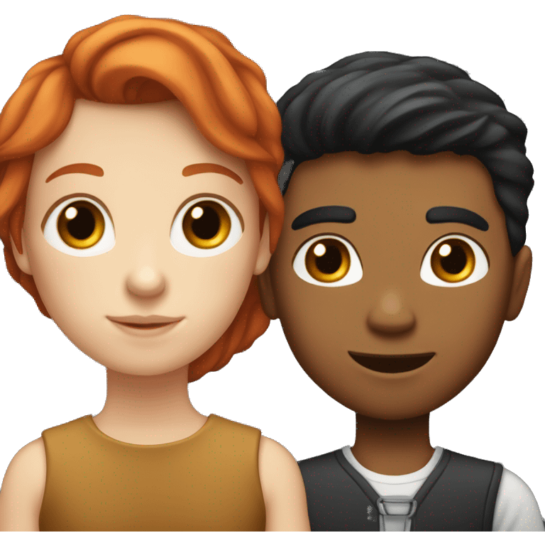 "A red-haired, fair-skinned girl and a black-haired, fair-skinned boy." emoji