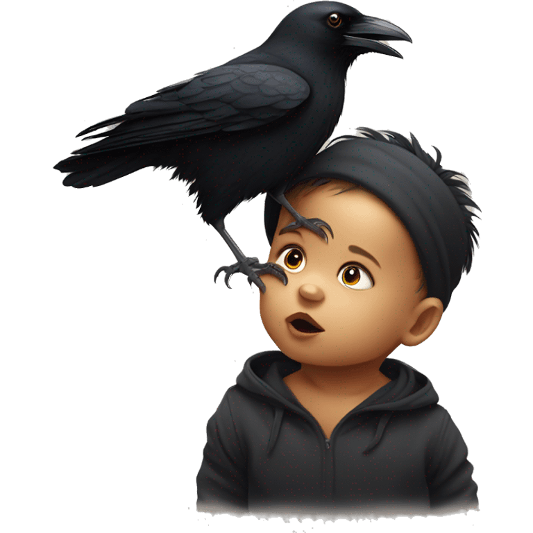 crow on a baby s head  emoji