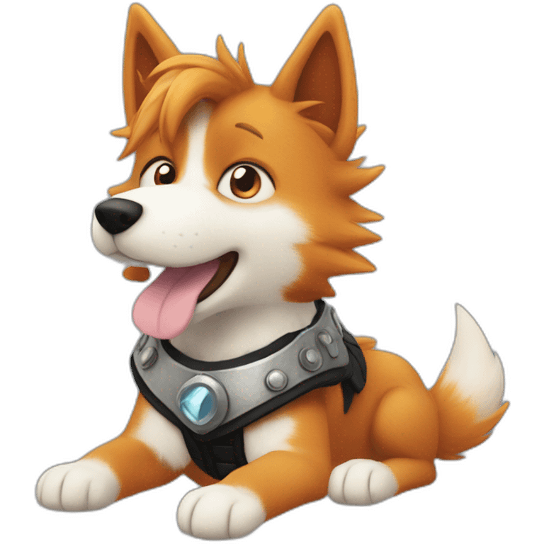 ginger cloud strife. With black coloured husky dog pet emoji