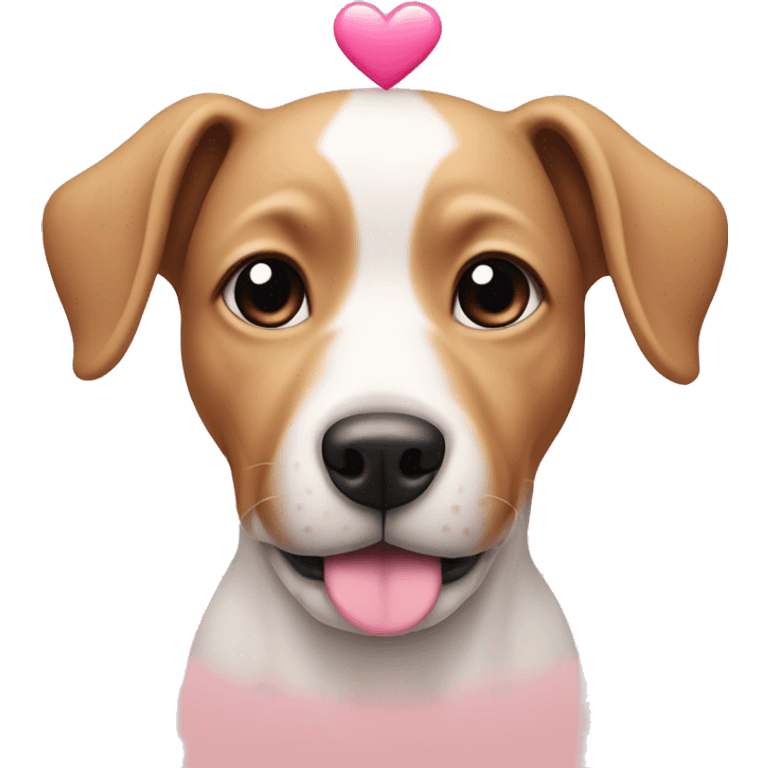 Dog with baby pink heart on top emoji