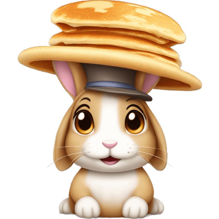 Bunny with pancake as a hat emoji