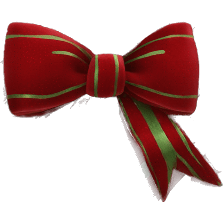 Christmas bow red and grin made from velvet with long stripes emoji