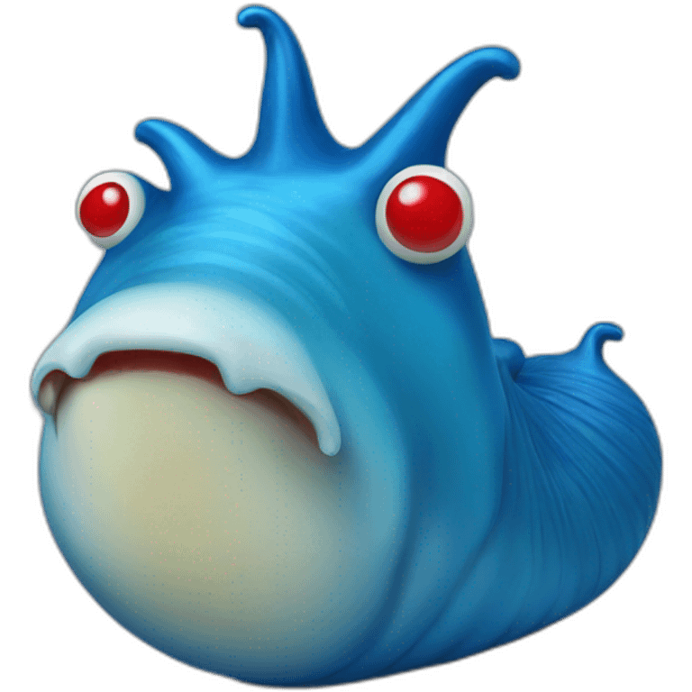 big blue slug - a sucker with a red nose emoji