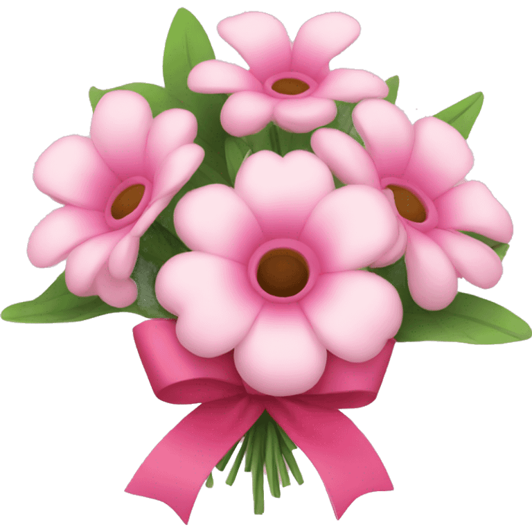 Flower bouquet with pink bow tied around it  emoji