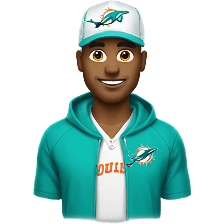 make a tall, dirty blonde, gay man, with a miami dolphins hat on emoji