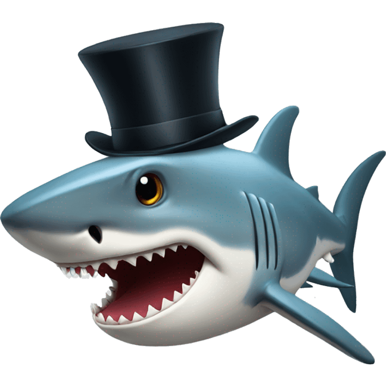 Shark with a top hat emoji