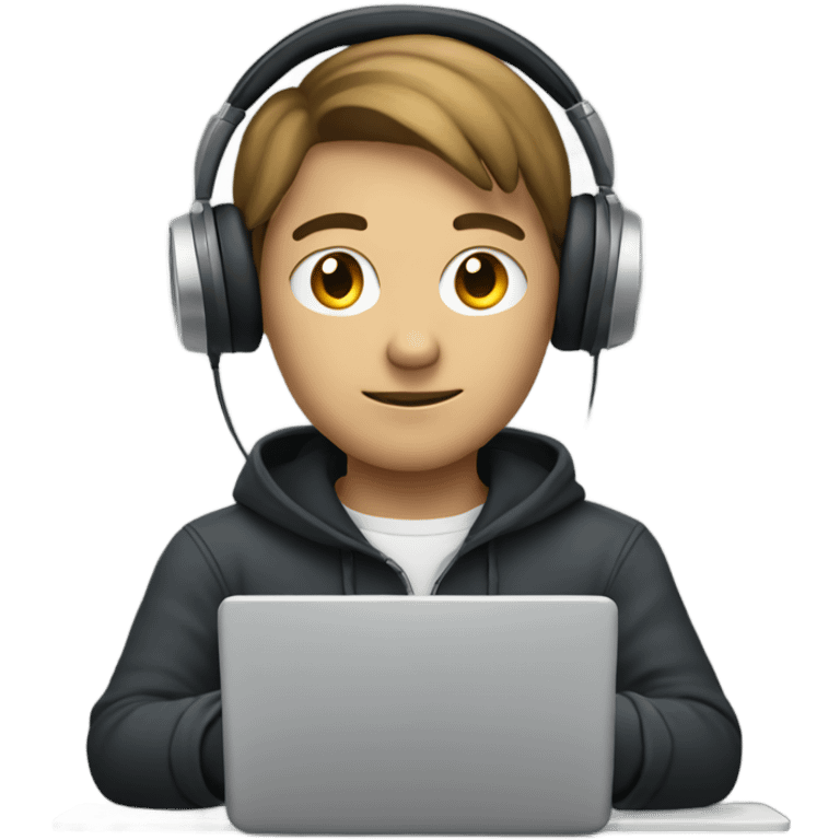 Hacker working on a computer wearing headphones emoji