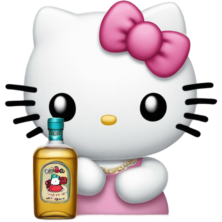 Hello kitty Crying sad tears depressed with tequila hello kitty emoji