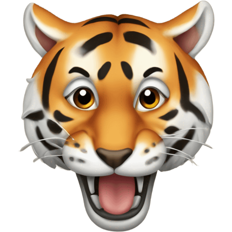 Tiger chewing longhorn emoji