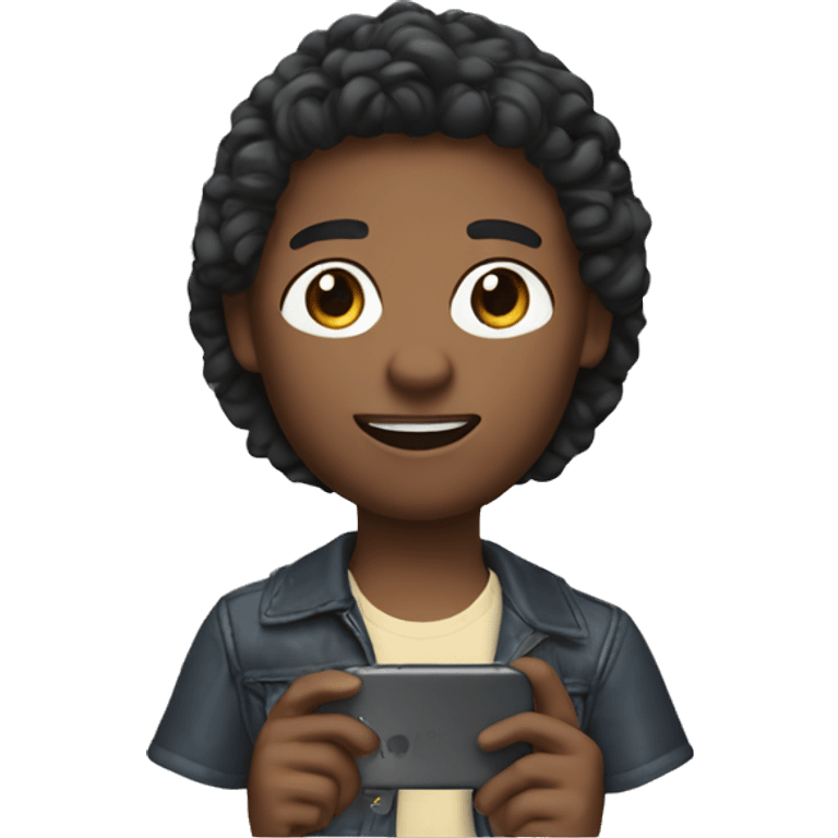 create memoji with a boy that have phone case in the hand  emoji