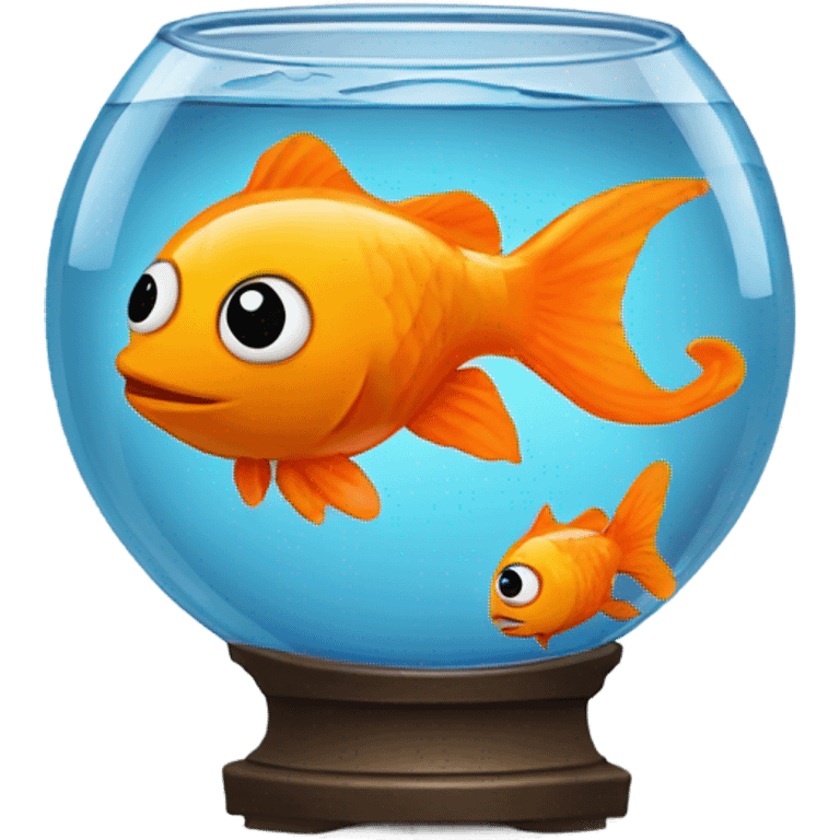 fishbowl with an orange fish inside with water, and microphone inside emoji