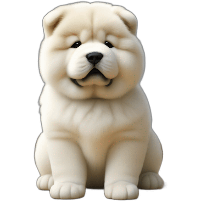 Chow chow white black tiny marks on face pup, young cute,furry shiny dog cute, realistic, young,sitting on floor, beautiful picture, 4k, 16k emoji