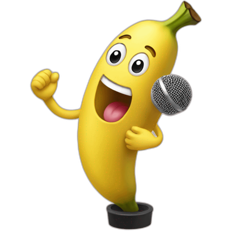 Banana singing with microphone emoji