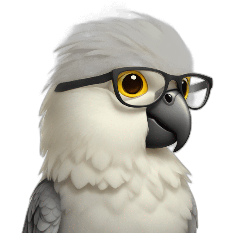 cockatiel wearing glasses emoji