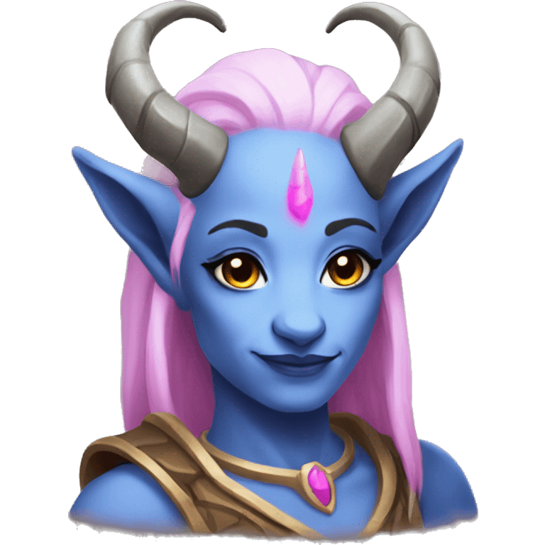 draenei with blue skin and horns and  pink hair emoji