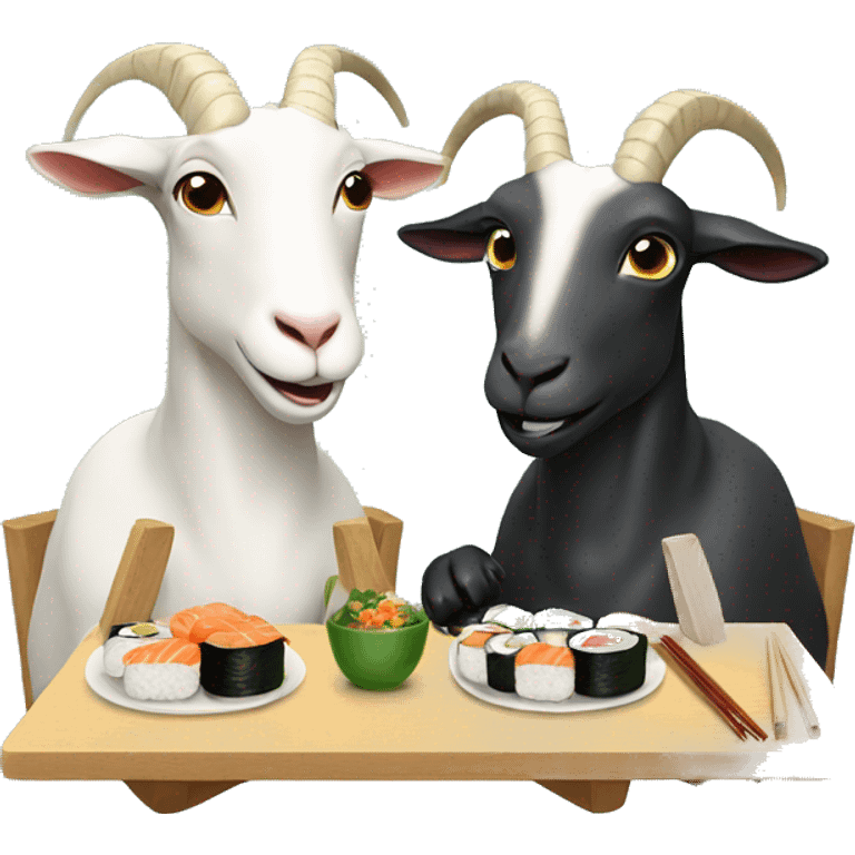 two goats eating sushi emoji