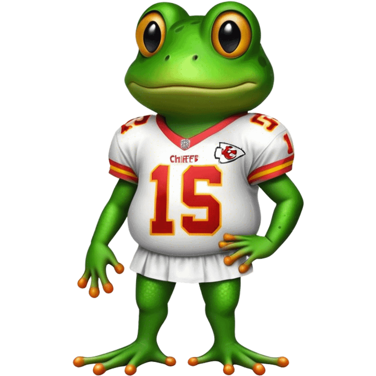 Frog wearing KC chiefs football jersey  emoji