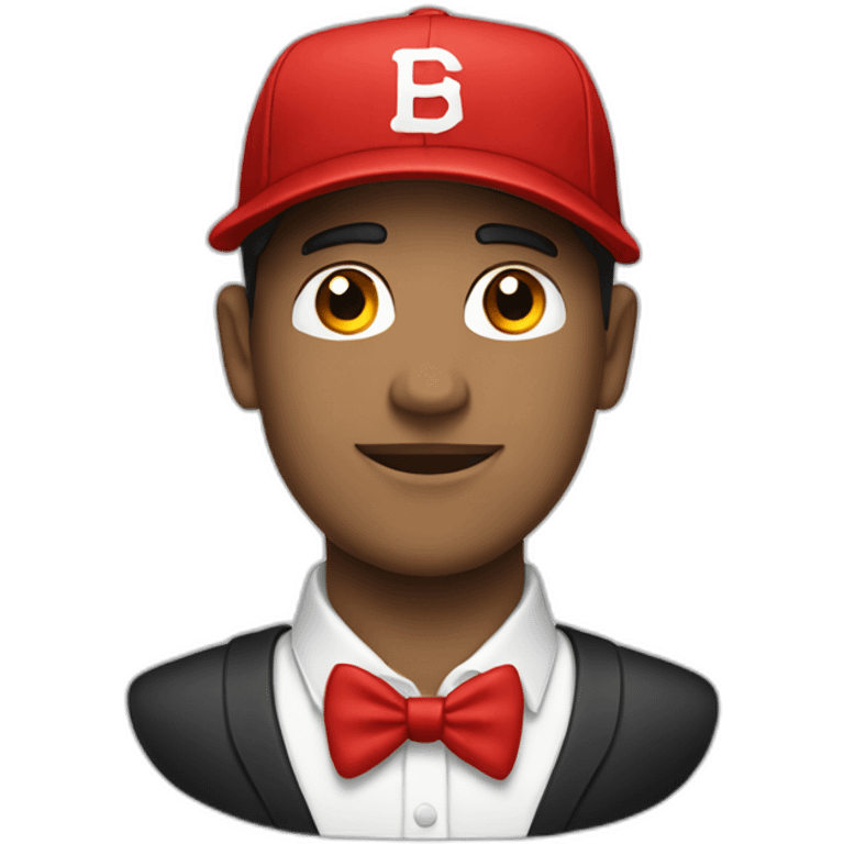 man in black baseball cap, white shirt and red tie emoji