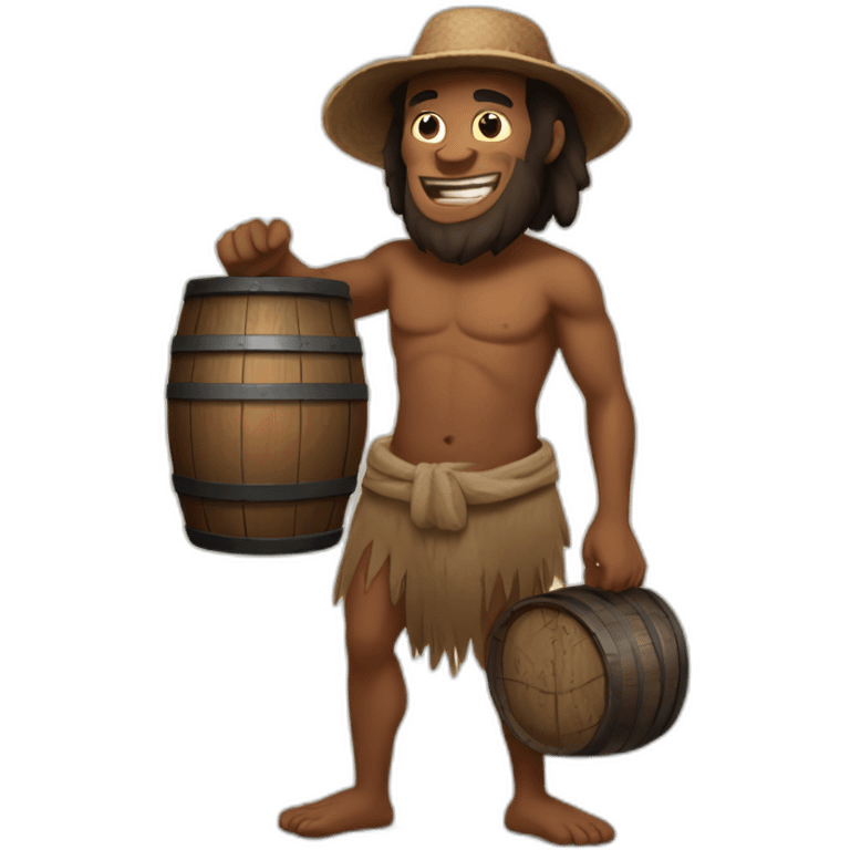 primitive man holds a barrel of oil in his hands emoji