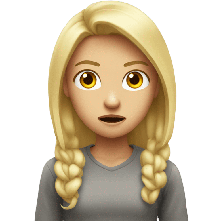 Angry blonde girl at boy emoji