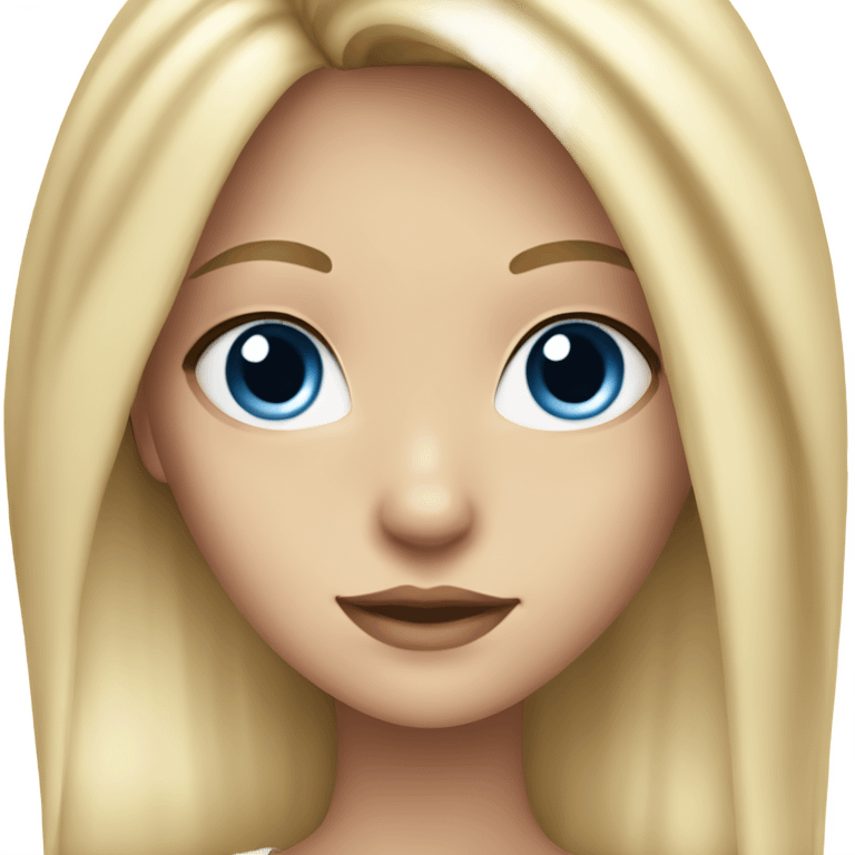 Girl with long blonde hair lowlights and blue eyes with a white crop top on emoji