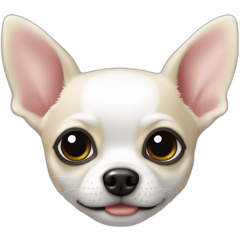 Chihuahua blanc et noir poilu avec des taches noires  emoji