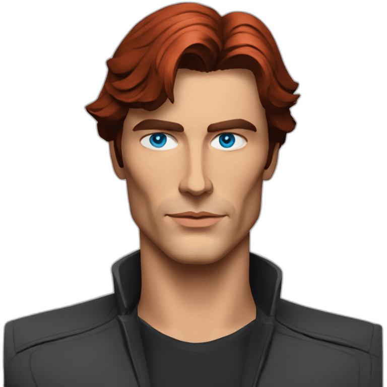 Alain delon cyberpunk engineer blue eyes red hair emoji