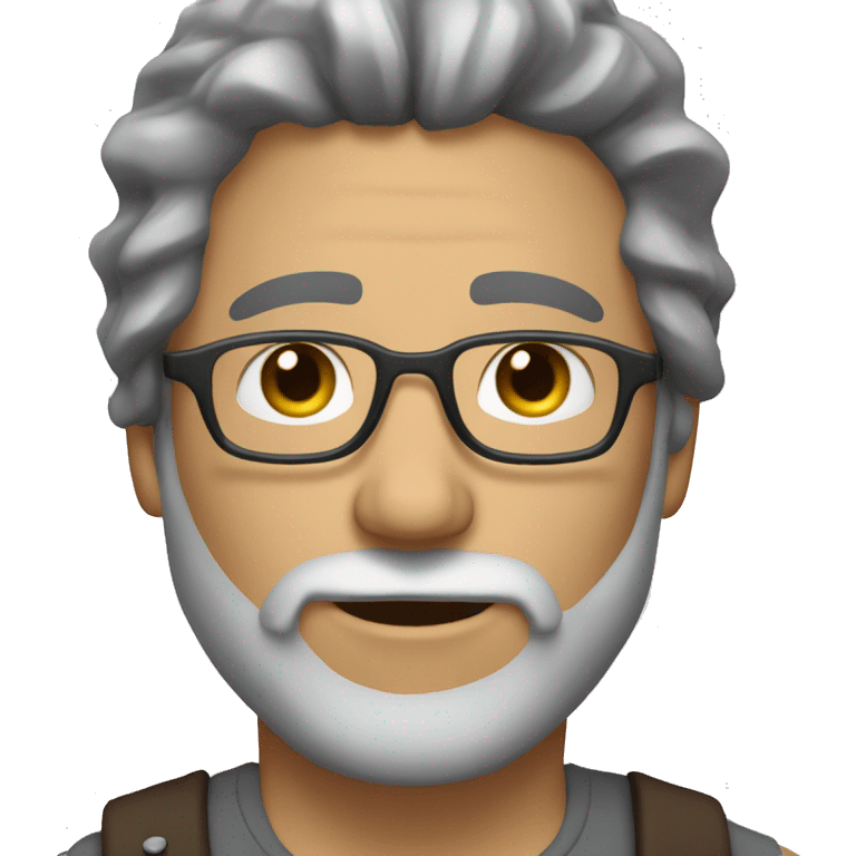 musician with medium brown hair and gray on the sides. Slender face with a scruffy beard emoji