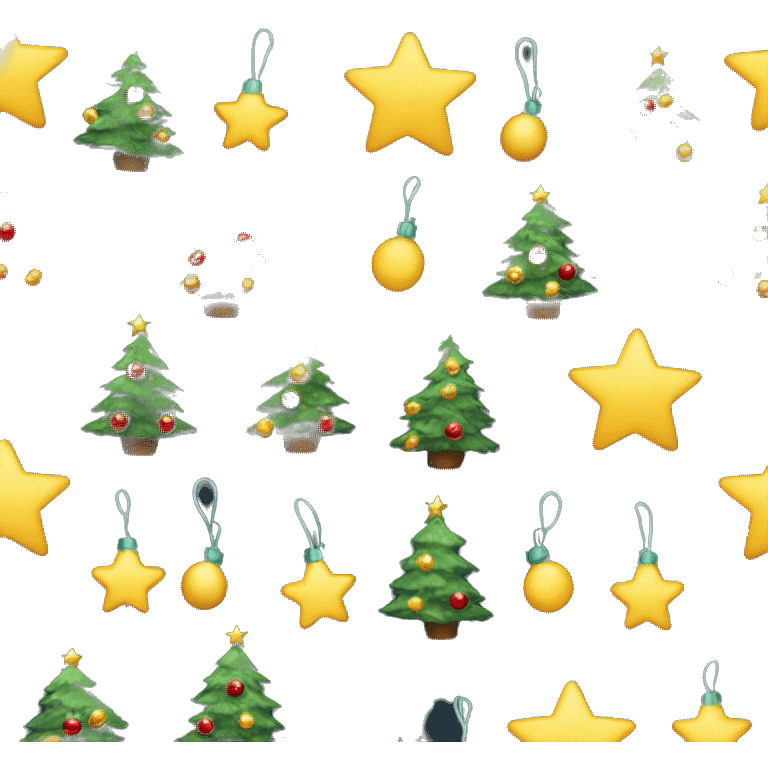 Christmas tree with multiple ornaments and many lights with a star on top emoji