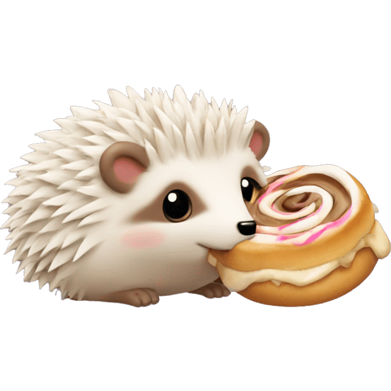 hedgehog eating a cinnamonroll emoji