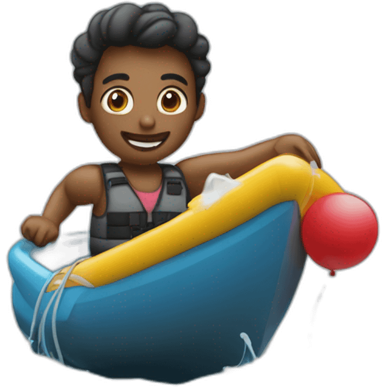 Une personne noire sur un bateau gonflable sur l’eau emoji